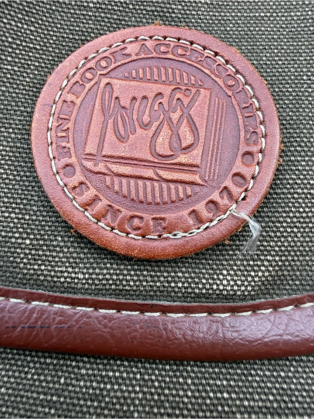 Gregg Canvas Book Bag with Brown Trim - bookmark